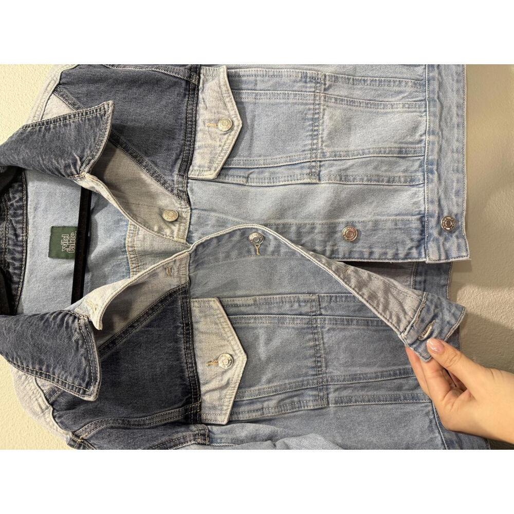 Wild Fable Patchwork Colorblock Cropped Denim Jac… - image 3